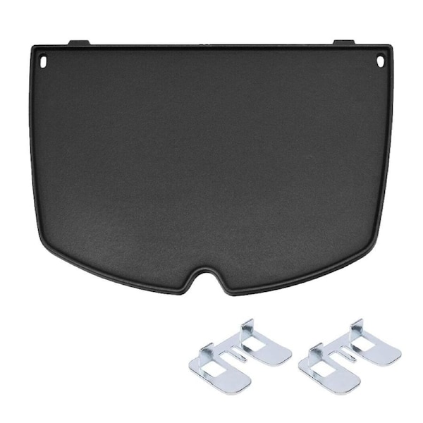 Cast Iron BBQ Half Griddle Plate Replacement Part For Weber Q models Q200 Q220 Q240 Q260 Q2000 Q2200 Q2400 Series Grills Non-stick Cooking Pan 38.5x27cm