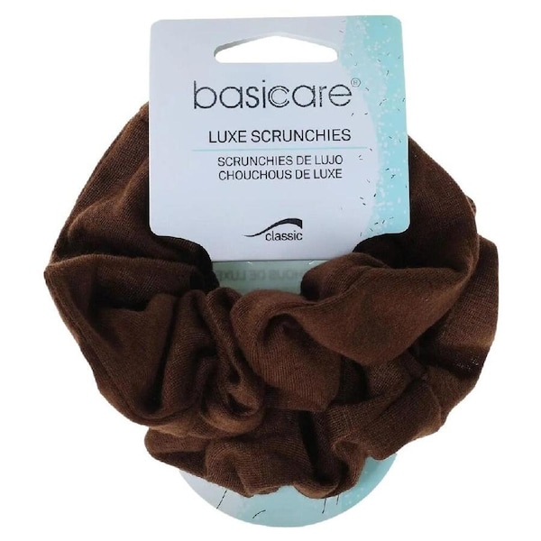 Basicare Soft Flex Brown Scrunchies Large 2 Pack Comfortable Secure Hold