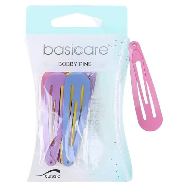 Basicare Non Slip Hold Snap Hair Clips 4.8cm 10 Pack Assorted Colours