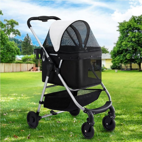 i.Pet Pet Stroller Pram Dog Cat Carrier Cage Large Travel Pushchair Foldable 4 Wheels