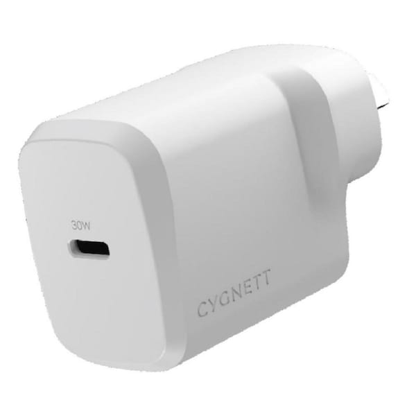 Cygnett PowerPlus 30W USB-C PD GaN Fast Wall Charger White, Palm-Size, Portable [CY4736PDWCH]