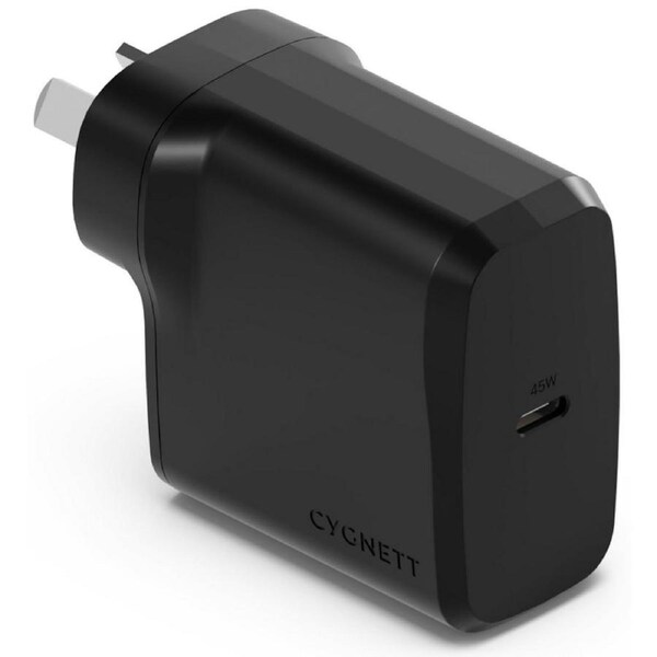 Cygnett PowerPlus 45W USB-C PD GaN Fast Wall Charger White, Palm-Size, Portable [CY4739PDWCH]