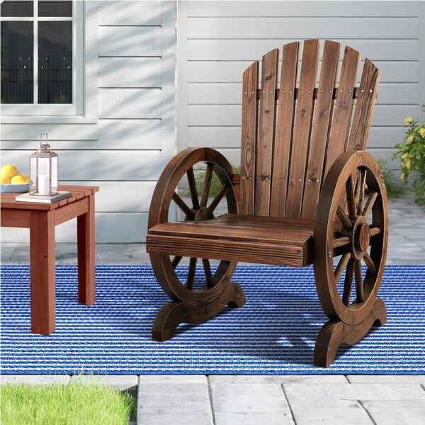 ALFORDSON Outdoor Wagon Wheel Chair Garden Wooden Seat Patio Lounge Charcoal