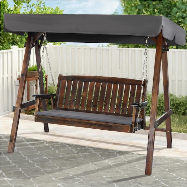 ALFORDSON Swing Chair Outdoor Furniture Wooden Garden Patio Canopy Charcoal XL