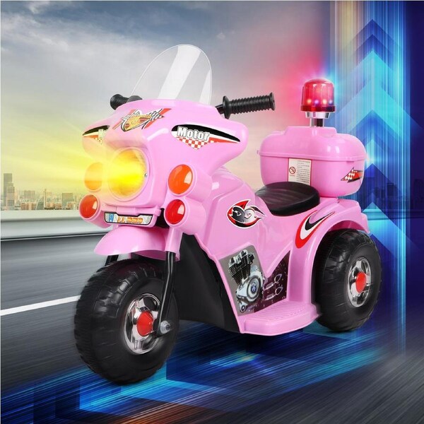 6V ALFORDSON Ride On Car Kids Electric Police Motorcycle Pink