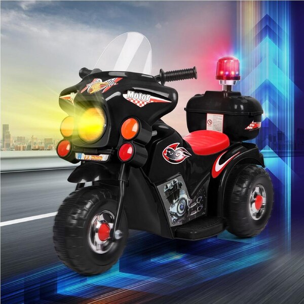 6V ALFORDSON Ride On Car Kids Electric Police Motorcycle Black