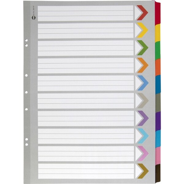 Marbig 10-Tab A3 Portrait Ring Binder Plastic Tab Divider Document Organiser