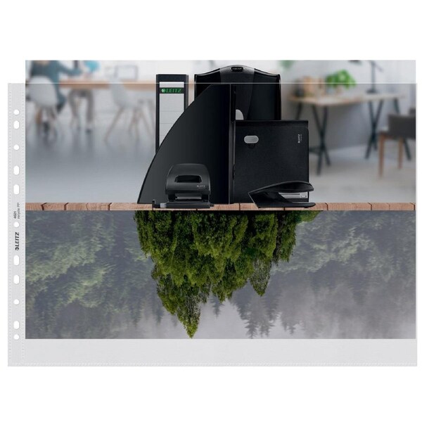 25pc Leitz Plastic Recycle Sheet/Sleeve A3 File Page Protector Landscape CLR