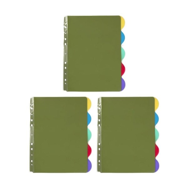 3x Marbig Pro Extra Wide 5 View Tab Coloured A4 Lever Arch/Binder File Dividers
