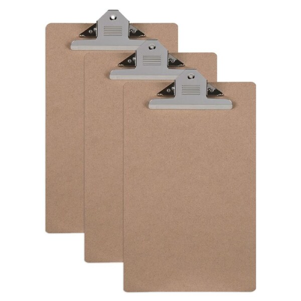 3x Marbig Masonite Foolscap Clipboard w/ Large Metal Clip Writing Hardboard