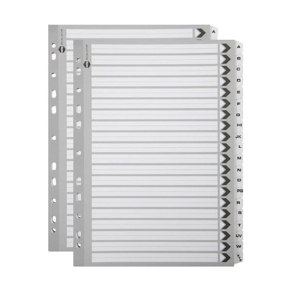 2x Marbig A-Z Tab A4 File Ring Binder Plastic Divider Page Organiser Black/White
