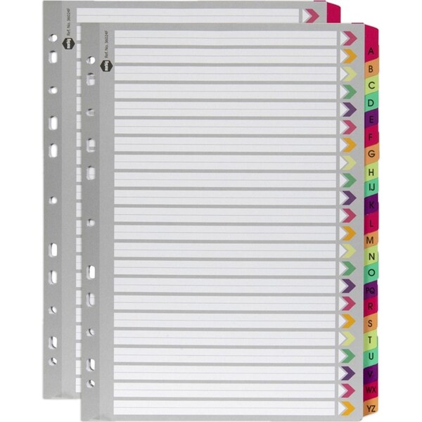 2x Marbig A-Z Tab Fluoro A4 Ring Binder Plastic Divider Indices/Page Organiser