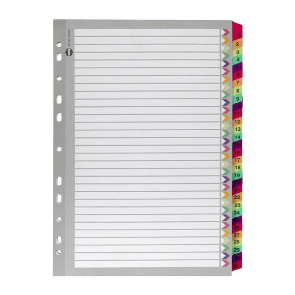 Marbig 1-31 Tab Fluoro A4 Ring Binder Plastic Divider Indices/Page Organiser