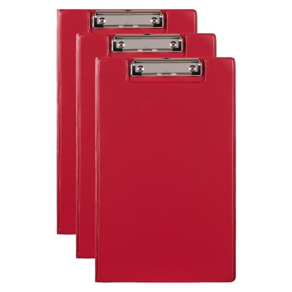 3x Marbig PP Footscalp Clipfolder File Document Office Organiser w/ Clip Red