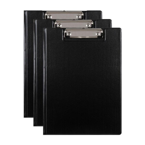 3x Marbig PP Footscalp Clipfolder File Document Office Organiser w/ Clip Black