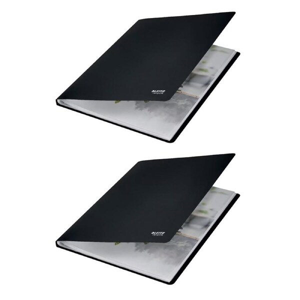 2x Leitz PP Recycle A4 Non-Refillable 40-Pocket Display Book File Organiser BLK