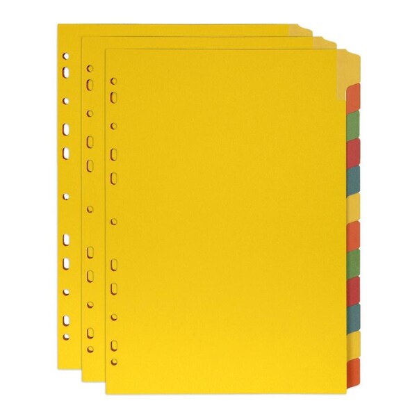 3x Marbig Erasable 12-Tab Manilla Divider A4 Ring Binder Document Page Organiser