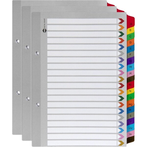 3x Marbig A-Z Tab Coloured A5 Ring Binder Plastic Divider Indices/Page Organiser