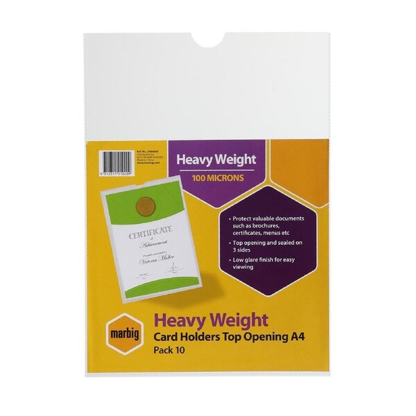 10pc Marbig PP A4 Card Holder Sheet Protectors/File Document Sleeve Clear