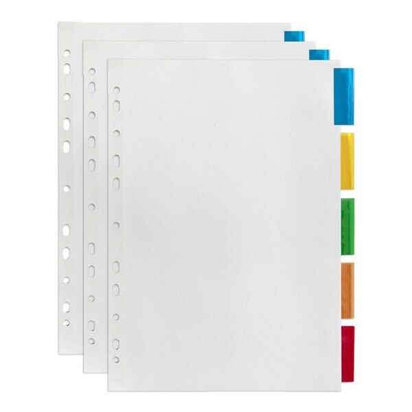 3x Marbig 5-Tab Coloured A4 Manilla Dividers Insert Blank Document Organiser