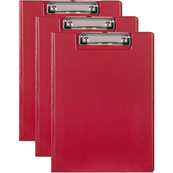 3x Marbig PP Clipfolder A4 File Organiser Folder w/ Clip Document Clipboard Red