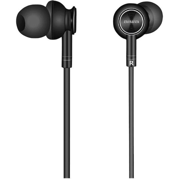 AIWA In-Ear Gel Performance 1.2m Wired Earbud Headphones w/Microphone - Black