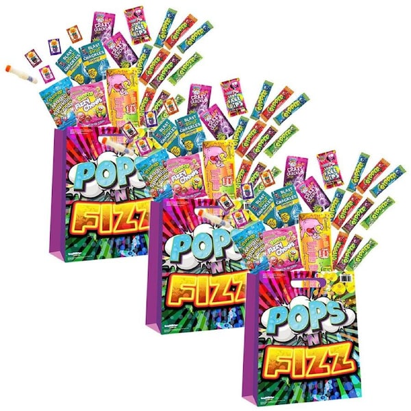3PK Pops & Fizz Variety/Assorted Sherbet Lolly/Confectionery Childrens Showbag