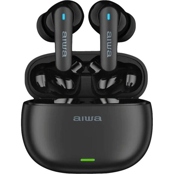 AIWA In-Ear Gelstem Bluetooth True-Wireless USB-A to USB-C Headphones ANC Black