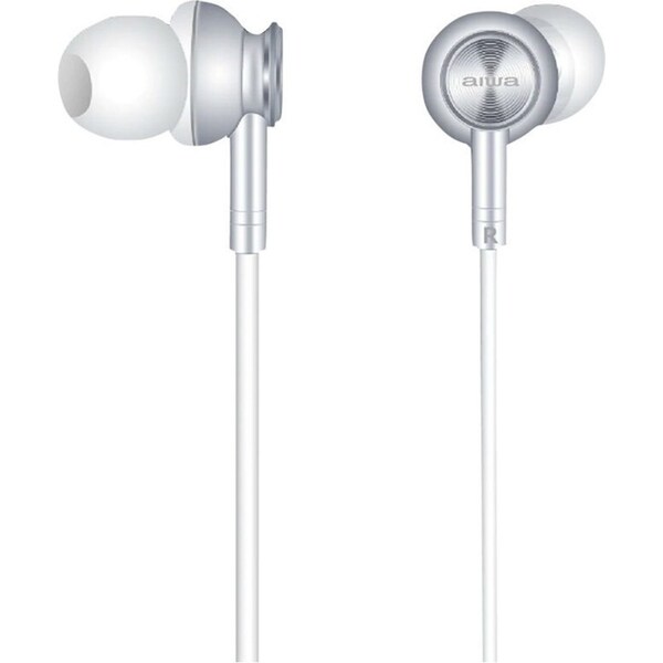AIWA In-Ear Gel Performance 1.2m Wired Earbud Headphones w/Microphone - White