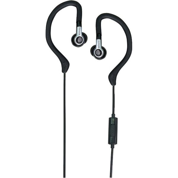AIWA In-Ear Hook Gel Sports 1.2m Wired Earbud Headphones w/Microphone - Black