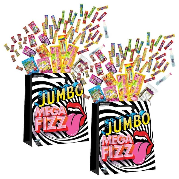 2PK Mega Fizz Jumbo Sour, Sherbet & Chewy Lolly/Confectionery Childrens Showbag