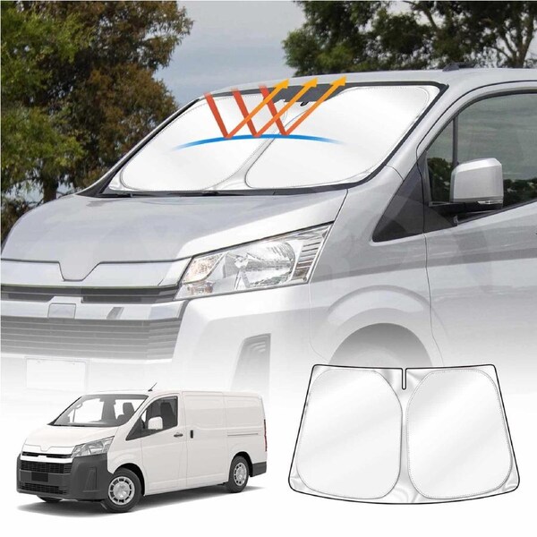 WindScreen Sun Shade for Toyota HiAce Van 2019-Onwards Blocks UV Rays Foldable Custom Wind Screen Sun Visor Protector