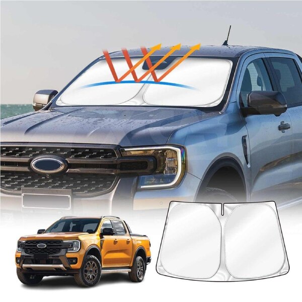 WindScreen Sun Shade for Ford Next-Gen Ranger 2022-Onwards Blocks UV Rays Foldable Custom Wind Screen Sun Visor Protector