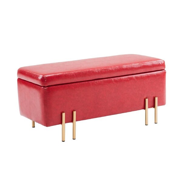 Storage Ottoman Stool Bench Seat 97cm PU Leather RED