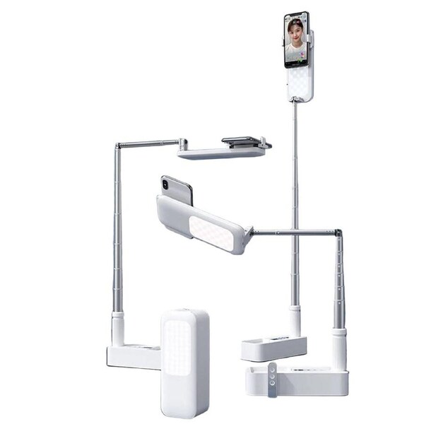 Portable Phone Holder Stand With Wireless Dimmable LED Selfie Fill Light Lamp