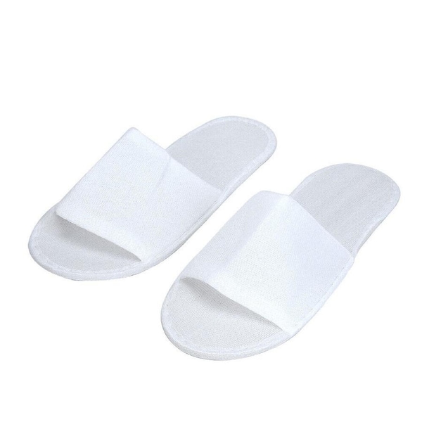 Unisex Disposable Slippers SPA Non-Slip Hotel Slippers Household White - 20 Pairs