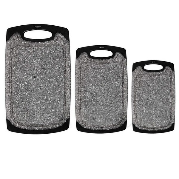 Plastic Chopping Boards Cutting Board Set For Kitchen Black Marble Juice Groove