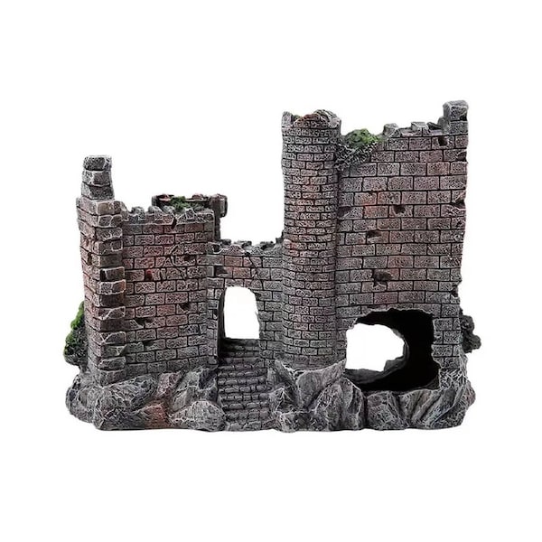 Aquarium Fish Tank Ornament Decor Landscape Ancient Castle Tower Hide Cave Resin
