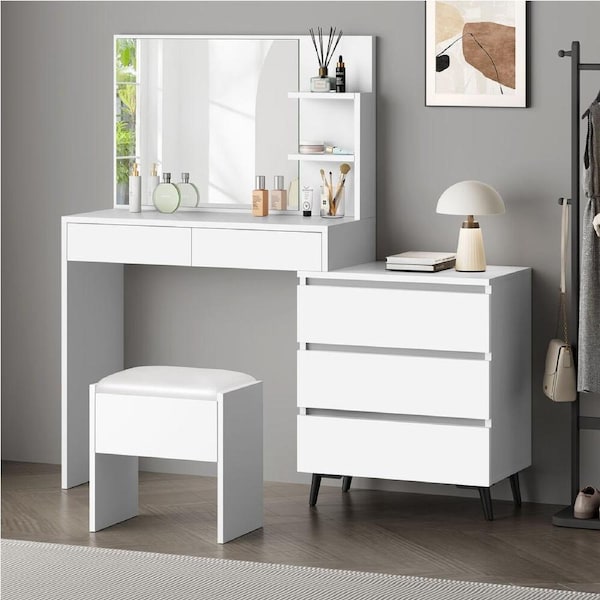 ALFORDSON Dressing Table Stool Set Makeup Adjustable Cabinet White