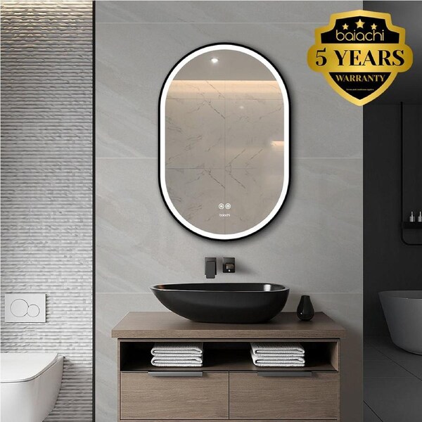 Baiachi Cora LED Oval 600mmx900mm Frame Mirror Matte Black