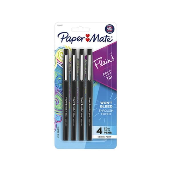 Paper Mate Flair Felt Tip Blk Pk4 Bx6