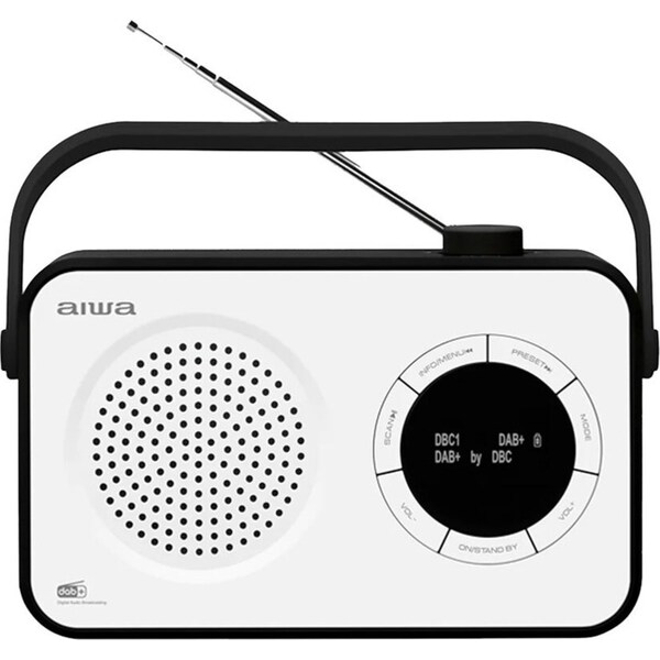 AIWA Portable DAB/AM/FM/SD/AUX/Bluetooth C Battery Digital Tuning Radio White