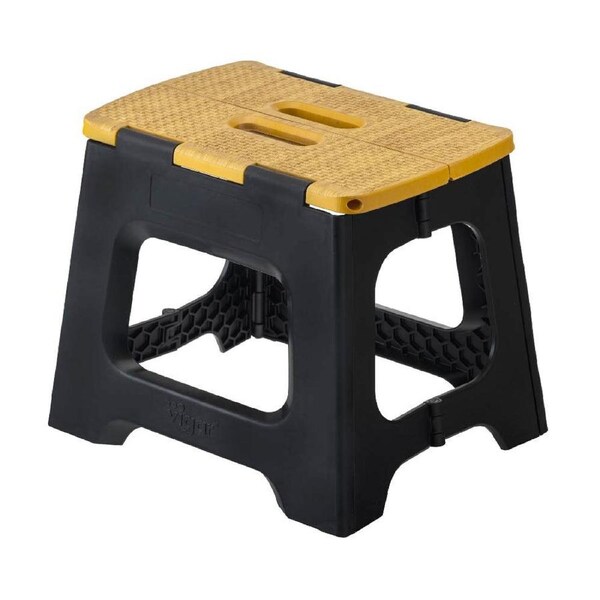 Vigar Compact Non Slip Bamboo On Top Foldable Stool/Step Black 27cm 150kg