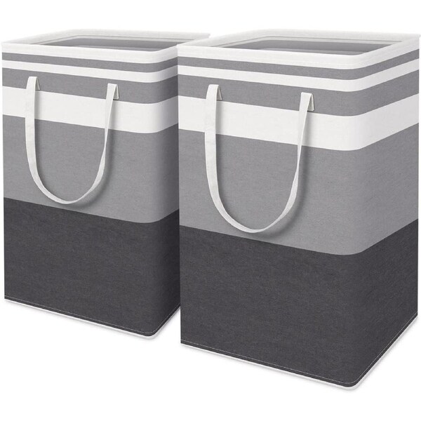 2-Pack 75L Collapsible Laundry Hamper with Handles - Grey