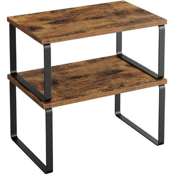 Rustic Brown Metal Kitchen Counter Shelves Set (2 Pieces)