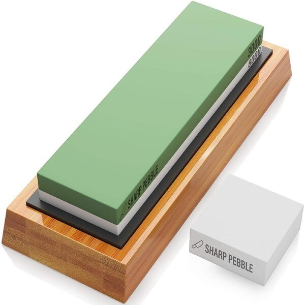Premium 3000/8000 Grit Sharpening Stone Set for Kitchen Knives with Bamboo Base