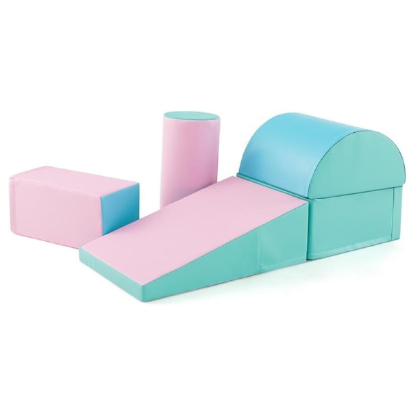 Costway 5PCS Soft Foam Blocks Climb Crawl & Slide Playset Indoor Activity Toy Green