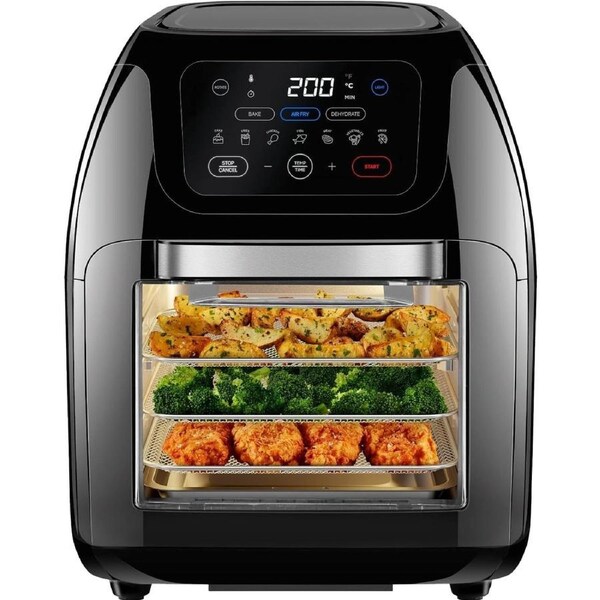 Multifunctional Air Fryer with 17 Presets - XL 10L, 1800W, Auto Shutoff, Easy-View Window, Black