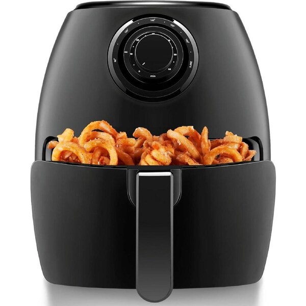 TurboFry 3.5L Air Fryer Oven - Dishwasher-safe Basket, Dual-control Temp, Matte Black