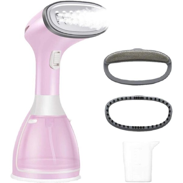 Powerful Handheld Garment Steamer - 280ml Water Tank -Vertical/Horizontal Wrinkle Remover - Pink